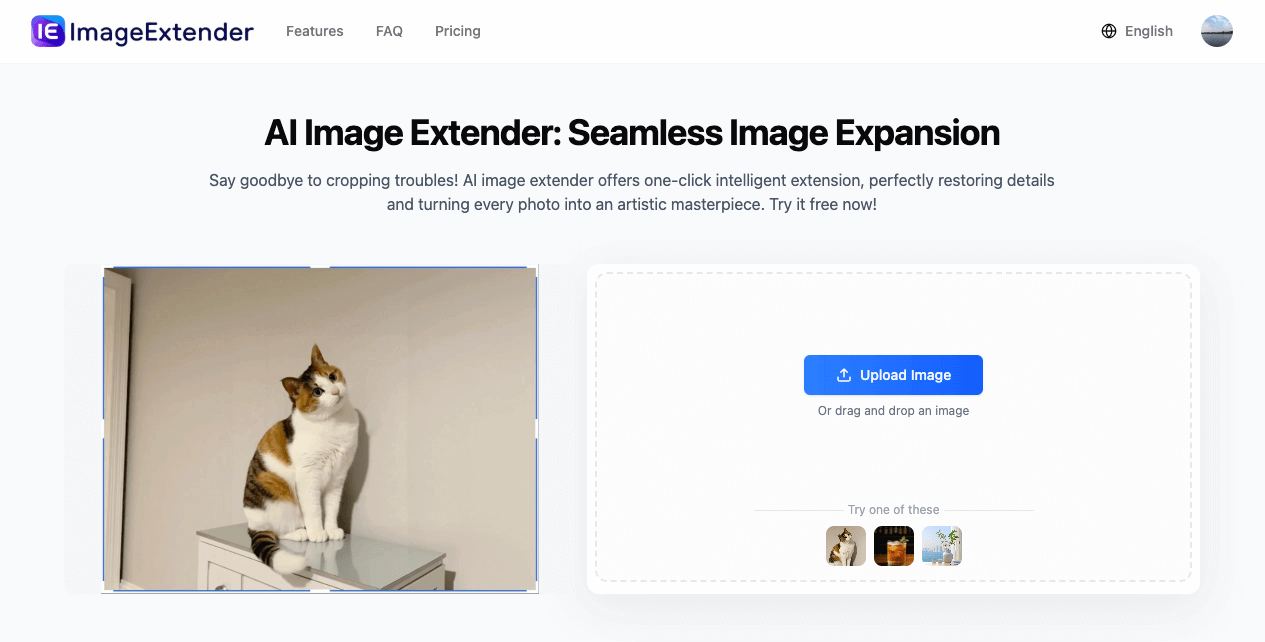 AI Image Extender Upload Interface