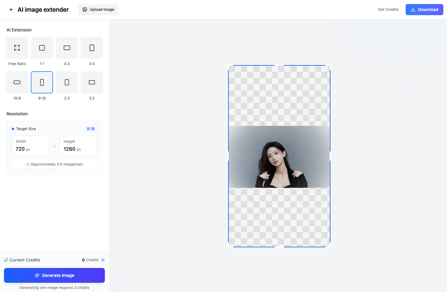 AI Image Extender Upload Interface