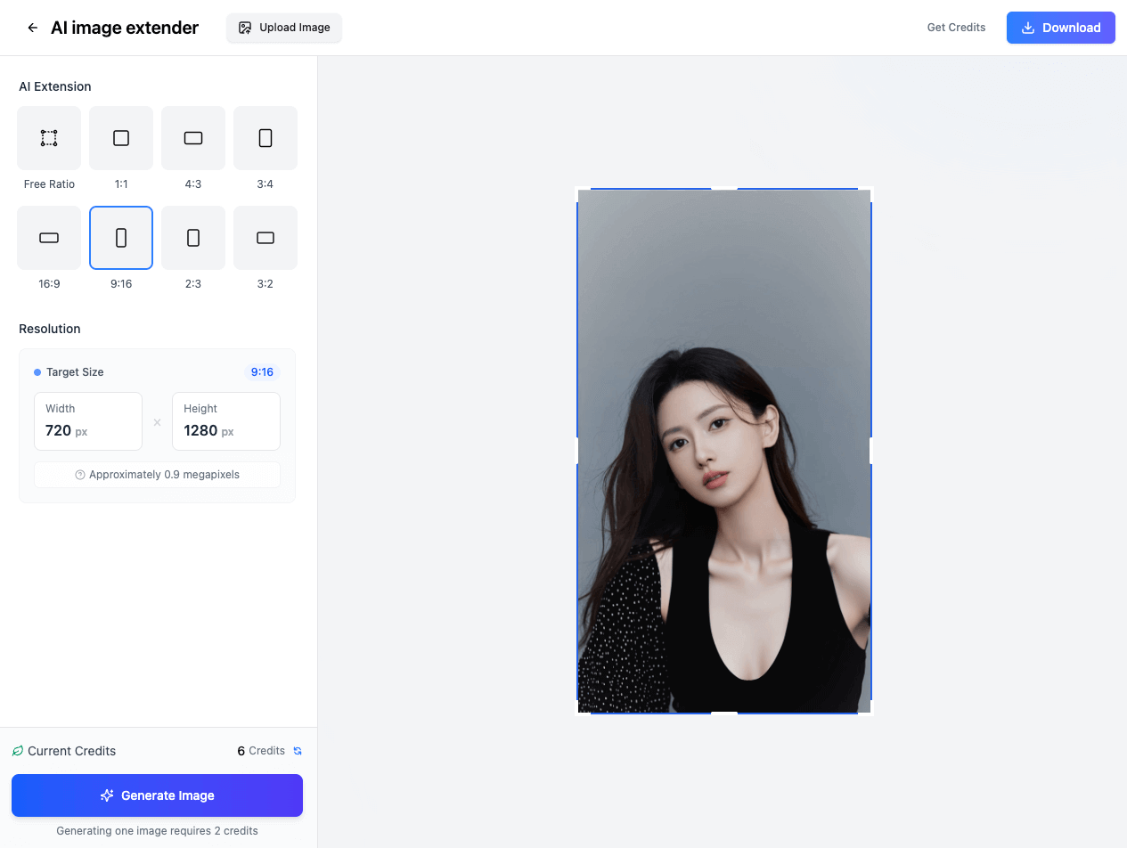AI Image Extender Upload Interface